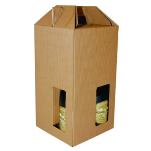 Four Bottle Fluted Gift Carton - Natural / Window